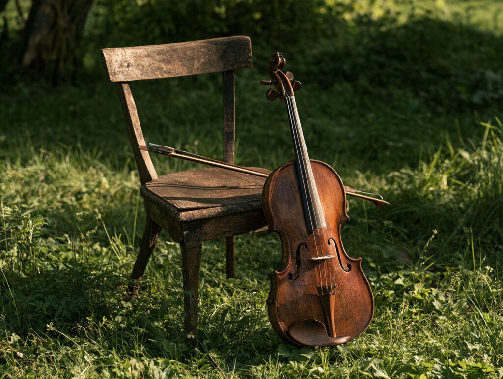 Wenn der Funke überspringt, aber das Feuer erlischt: Vom Schmerz verpasster Chancen und der Angst vor der eigenen Erwartung 3 Stimmungsvolles, verlassenes Musikinstrument in ruhigem Licht als Symbol für verpasste Gelegenheiten