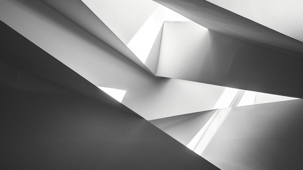 Wenn der Schmerz leise bleibt: Warum nicht gelebte Trauer uns schleichend die Lebensfreude raubt 4 Minimalistische Papierstruktur mit klaren Schatten- und Lichtlinien.